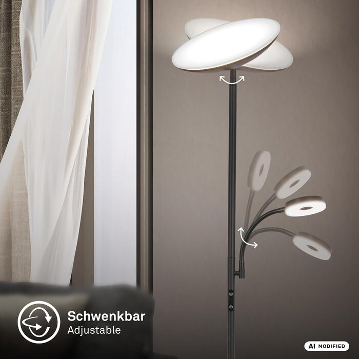 Стіль lampa BRILONER з LED-підсвіткою, регулюванням яскравості та температури світла (CCT), з підсвіткою для читання, 180 см, матовий чорний