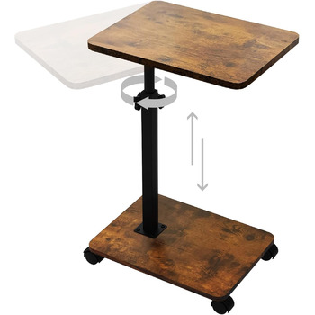 С-подібний журнальний столик, журнальний столик з регульованою висотою та колесами, невеликий журнальний столик, тумбочка, туалетний столик для вітальні, спальні, ванної кімнати