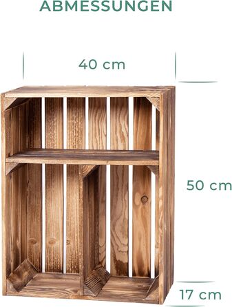 Вінтажна дерев&39яна полиця для спецій - приблизно 50 x 17 x 40 см, полум&39яне дерево Кухонна полиця, горизонтальний формат, 2 полиці, 50 x 17 x 40 см Горизонтальний формат, полум&39яне дерево