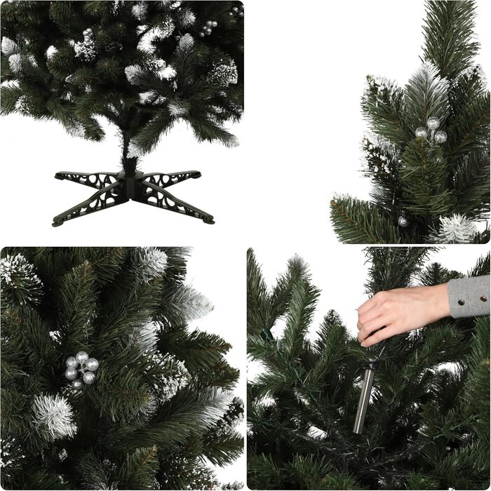 Штучна ялинка зі срібними кульками та інеєм 180 см KADAX