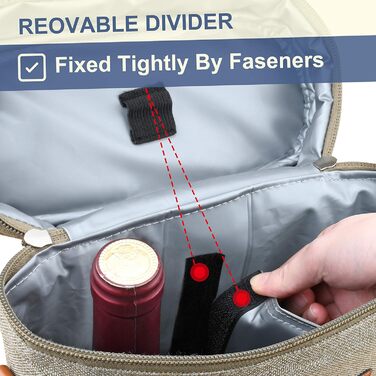 Сумка для пляшок Kato на 1 пляшку, сумка-холодильник для вина, пива та напоїв, сумка для перенесення на вулиці з роздільником, ручкою, плечовим ременем, штопором безкоштовно, сумка-холодильник для 2 пляшок - сіра