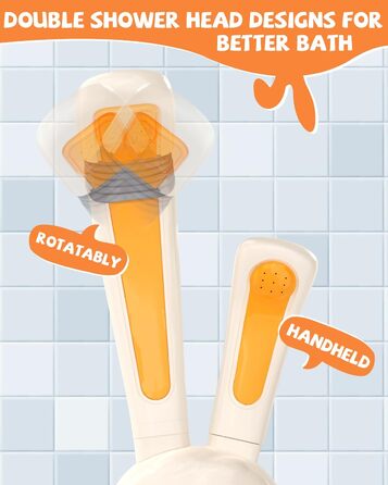 Іграшки для ванни з 2 насадками для душа, електрична іграшка для ванни з розпилювачем води з акумуляторною батареєю, плаваючі твар