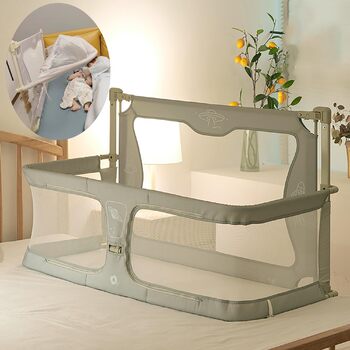 Дитяче ліжко 3-в-1, дитяча колиска, 120x50 см, дитяче ліжко, дорожнє ліжечко, приліжкове ліжечко для ліжок з пружинним блоком, з москітною сіткою, приліжкове ліжечко, яке можна розмістити на ліжку (колір світло-зелений)