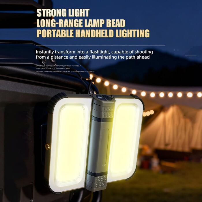 Світлодіодний кемпінговий ліхтар, водонепроникний, акумуляторний, магнітний, кемпінговий ліхтар на сонячній енергії, портативний туристичний ліхтар, багатоцільове спорядження для виживання