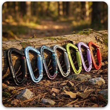 Карабін для альпінізму FresKaro 25kN, сертифікований CE, з поворотним замком, великий 10 см, швидкознімний та міцний, витримує максимум 2550 кг, підходить для альпінізму, спуску на веревках, повідків для собак, чорний та сірий, чорний - 2 шт.