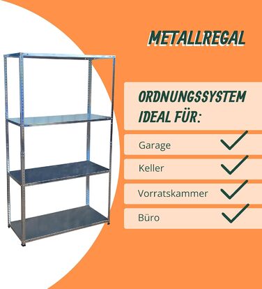 Стелаж для зберігання Relaxdays, сталь, ВШХ 145x75x30 см, до 160 кг, 4 полиці, для підвалу, гаража та майстерні, надміцний стелаж, сріблястий