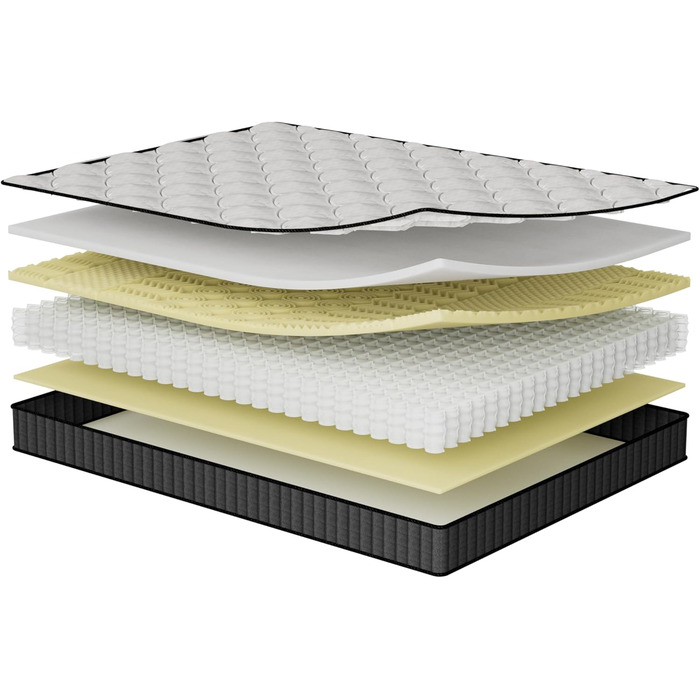 Гібридний пружинний матрац Zinus Hybrid 140x200 см - Рівень жорсткості H2/H3 - Висота 25 см - Охолоджувальний ергономічний матрац з піни з ефектом пам&39яті - Сертифіковано Oeko-TEX - Виготовлено відповідно до німецьких стандартів якості, висота 25 см. Гі