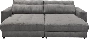 Великий диван BARURA Cord темно-сірого кольору XXL диван з великою спальною зоною, сучасний диван 292x194 см, включаючи подушки для ніг