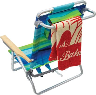 Рюкзак Tommy Bahama Classic Flat, 2 шт., 5 позицій, з кулером та тримачем для напоїв, портативний складний пляжний стілець для засмаги, синій/зелений, синій/зелений, 23&39 x 25,25&39 x 31,5&39