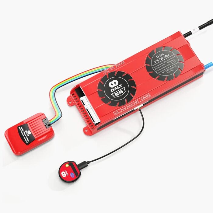 Паралельний модуль DALY BMS 1 A з вентилятором Smart BMS LiFePo4 8S 24 В 250 А та портом CAN, Bluetooth-ключ Smart BMS для літієвих акумуляторів 3,2 В, інвертор, ДБЖ та домашня система зберігання (Li-ion 20S 72V CAN BT, 100A FanParallel Module1A)