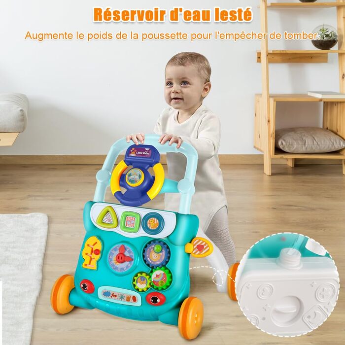 Дитячі ходунки з резервуаром для води, центр раннього навчання для немовлят, багатофункціональна навчальна іграшка (40 x 32 x 40,5 см, зелений) зелений 40*32*40,5 см