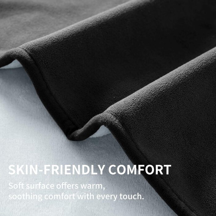 Водонепроникна ковдра QIYI для ліжка, дивана, кушетки, двостороння, флісова ковдра, яку можна прати, для захисту меблів та матраців для пар, собак та котів, 102x153 см, чорна/світло-сіра