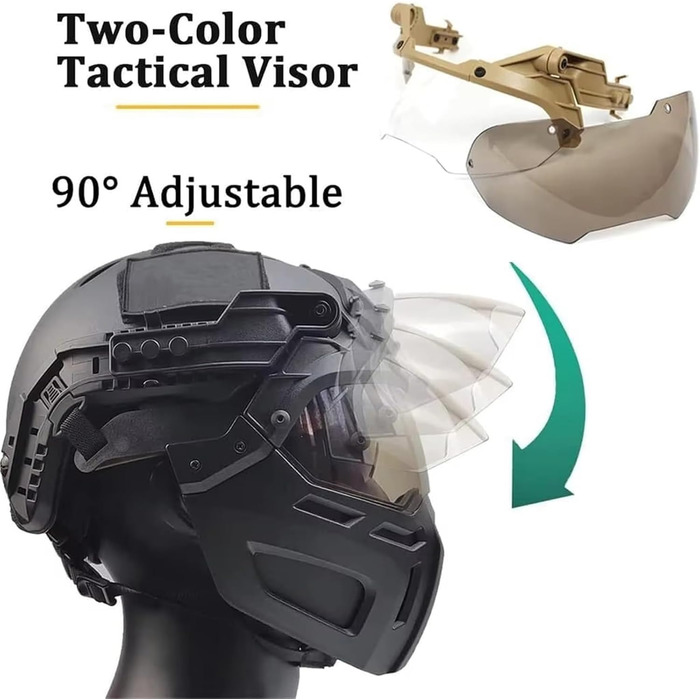 Комплект тактичного шолома WLXW Fast зі знімними масками, лінзами для страйкболу та окулярами для рольових ігор у пейнтболі, виживанні та косплеї CS