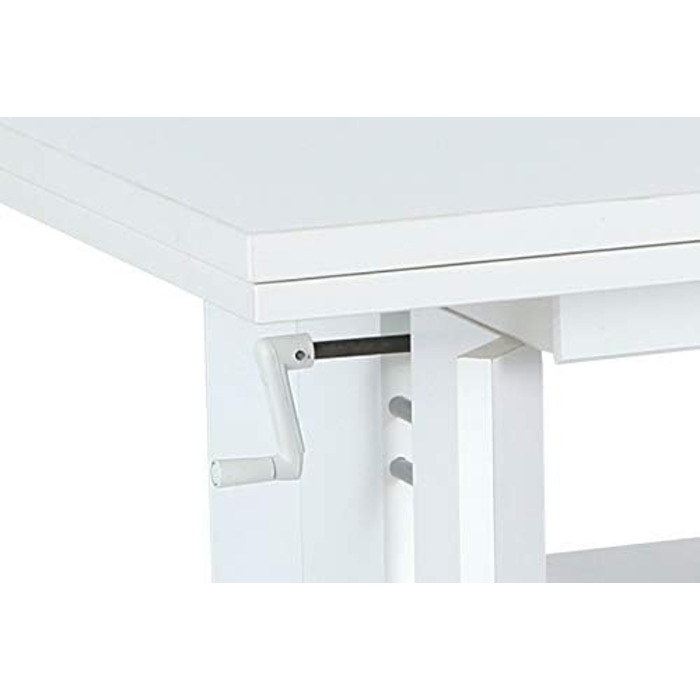Функціональний журнальний столик Dario, глянцеве біле лакування, розсувний 110-180 см, регульована висота 50-60 см, полиця, ручний механізм