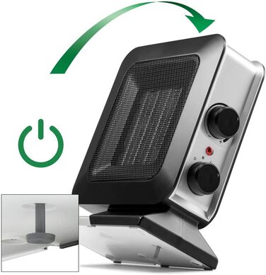 Керамічний вентилятор-обігрівач TROTEC TFC 13 E Теплова потужність 700 Вт / 1400 Вт Електричний обігрівач з термостатом, розмір приміщення від 20 м до 50 м, чорний 1400 Вт Чорний