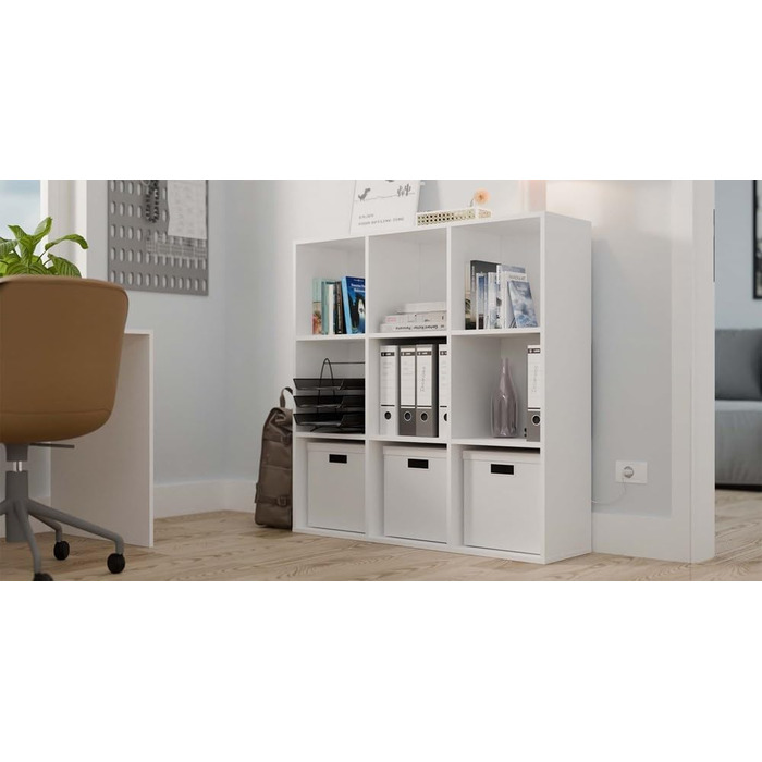 Кубічна полиця CDF 3x3 із задньою панеллю Відкрита окремостояча полиця для вітальні, спальні, коридору Квадратна полиця для зберігання книг та документів Malax White 3x3