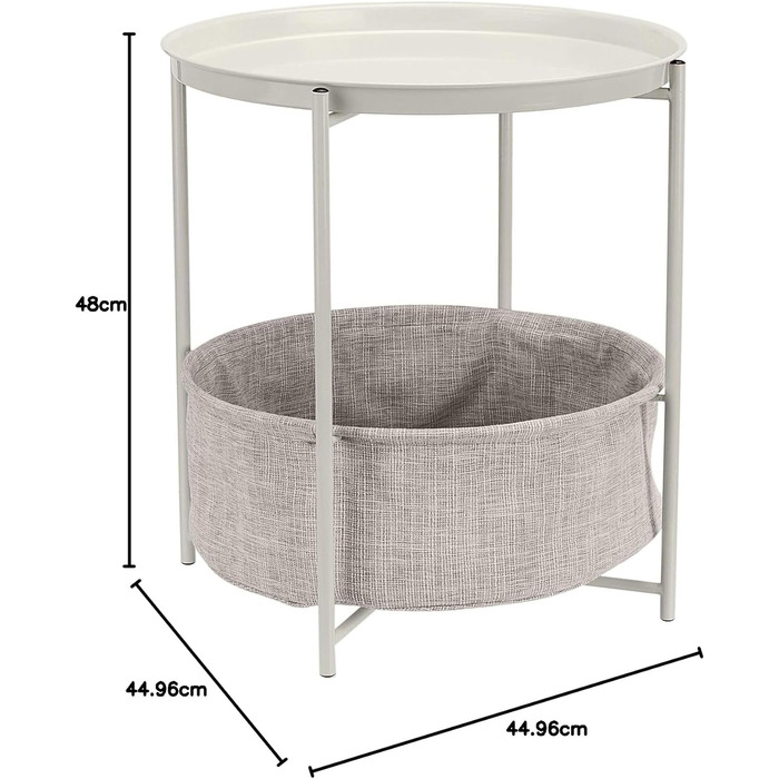 Круглий журнальний столик Storeo Basics із рішенням для зберігання, світло-кремовий вересовий журнальний столик 44,96 x 44,96 x 48,0 см