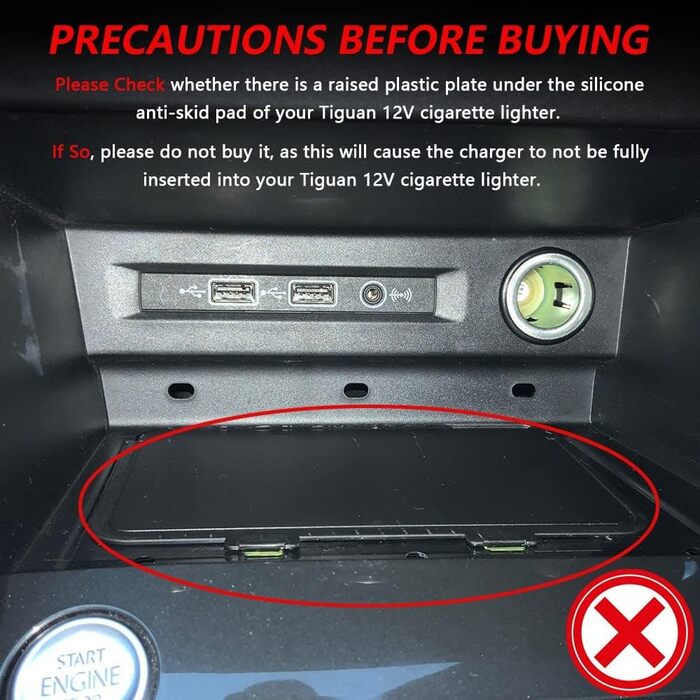 Бездротовий зарядний пристрій Singkin, сумісний з VW Tiguan 2018 2019 2020 2021, 15 Вт швидка зарядка мобільного телефону для пане