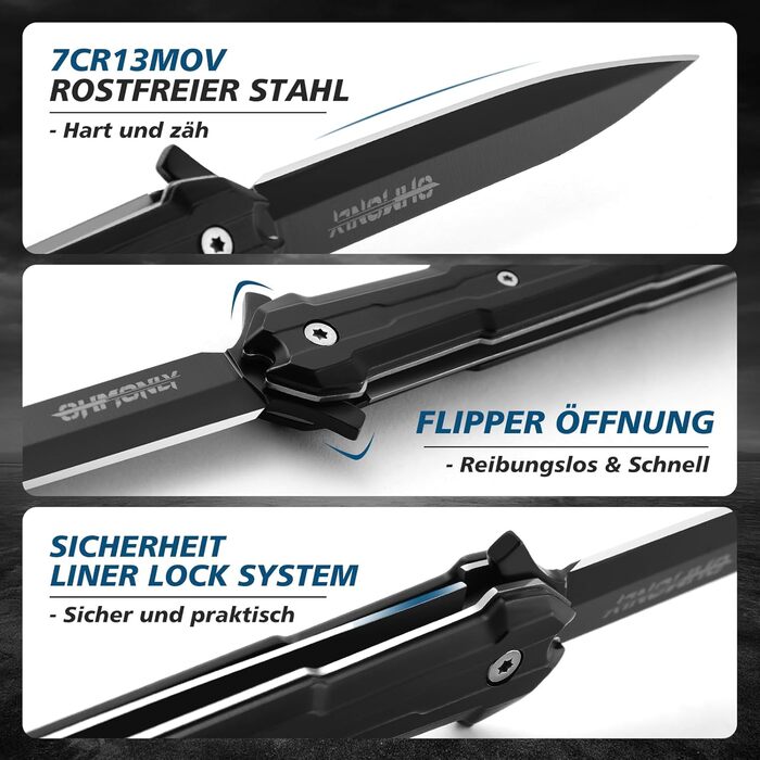 Складаний ніж одноручний ніж, кишеньковий ніж з нейлоновими піхвами і кишеньковою кліпсою, EDC ніж з ручкою з нержавіючої сталі, д