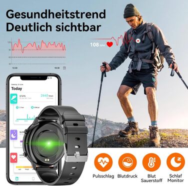 Розумний годинник Hwagol для жінок та чоловіків, 1,39-дюймовий сенсорний смарт-годинник із Bluetooth-дзвінками, годинник із понад 140 спортивними режимами, монітор SpO2, монітор серцевого ритму, монітор сну, крокомір, наручний годинник для iOS та Android,