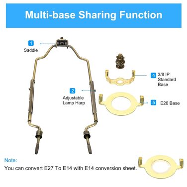 Комплект лампи Арфа з регульованим хвостом абажура Кронштейн Тримач з основою освітлення 3/8 IP E26 для настільного торшера Освітлення Бронза, 8 9 10 11