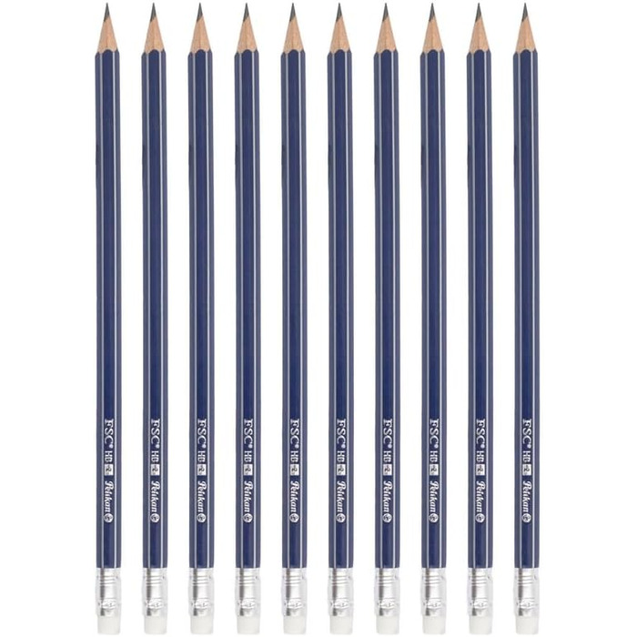 Олівець Pelikan 811132 з гумкою, HB, шестигранний, 10 шт.