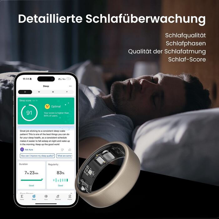 Розміру 12, розумне кільце з моніторингом сну, вимірюванням серцевого ритму, водонепроникністю 10 атм - надлегкий фітнес-трекер 3,82 г із часом роботи від батареї до 4 днів, 12-дюймовий