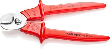 Ручки кабельних ножиць Knipex ізольовані, з пластиковим литтям, з пластиковим литтям, випробувані VDE 230 мм 95 06 230