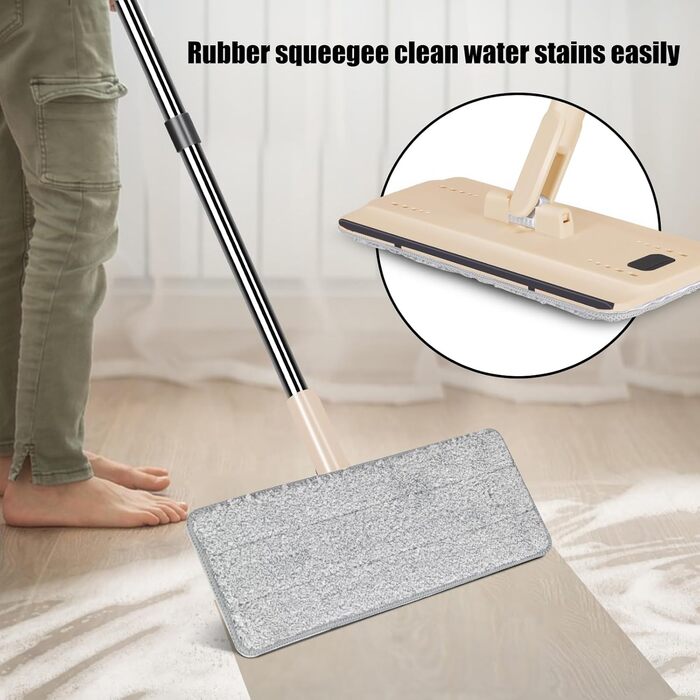 Набір швабр і відро для прибирання MASTERTOP, швабра для підлоги з 6 подушечками з мікрофібри, самоочисна плоска швабра для сухого