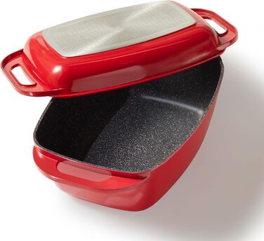 Лита алюмінієва жаровня з кришкою 43x26 см, 7,8 л Індукційна духовка безпечна для всіх типів плит, кришку можна використовувати як