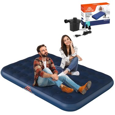 Надувний матрац Vivo Technologies з насосом кондиціонера, водонепроникний надувний матрац, швидко надувається для подорожей та кемпінгу, подвійний двоспальний надувний матрац насос кондиціонера