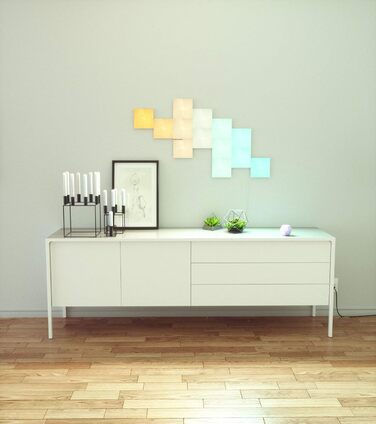 Стартовий комплект Nanoleaf Canvas, 9 світлодіодних світлодіодів RGBW Smart Light Squares - Модульні світлодіодні панелі WLAN, 16 мільйонів кольорів настінного світильника для приміщень, Музика та синхронізація екрана, Працює з Alexa Google Apple, Декорац