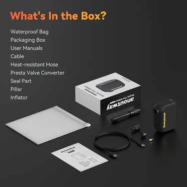 Міні-велосипедний насос Tiny Pump anoutway, електричний повітряний насос з цифровим манометром, електричний повітряний насос для велосипеда, автоматичне відключення для гірських, міських та гоночних велосипедів AT1 PRO