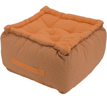 Товста підлогова подушка Lara - Висота 20-25 см - Пуф - Оттоманка - Табурет - 40x40x25 см - 100 бавовна (Захід сонця/Персик) Захід сонця / Персик