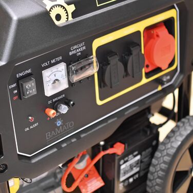 Генератор BAMATO BGE-5400 Інверторний генератор Технологія AVR 4-тактний бензиновий двигун 420 куб.см 12,2 к.с. 5400 Вт Роз&39єми 1 x 400 В, 2 x 230 В та 1 x 12 В постійного струму