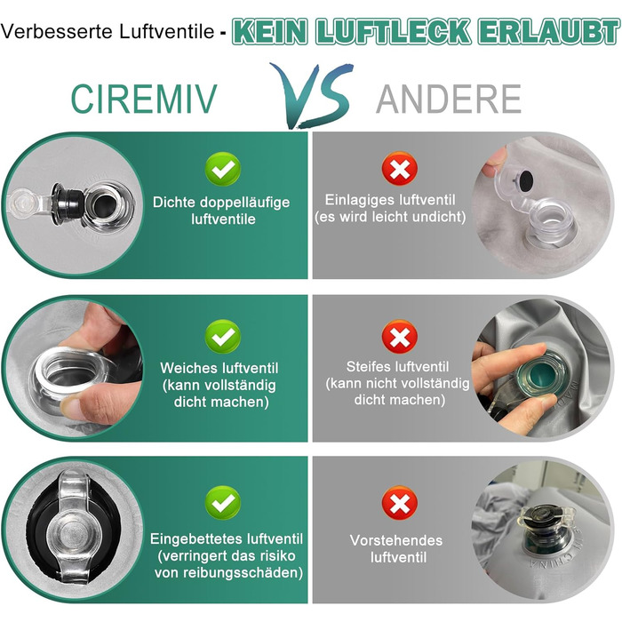 Автомобільний надувний матрац з комплексними аксесуарами для сну в автомобілі, герметичний, зручний, міцний автомобільний надувний матрац, надувні ліжка з повітряним насосом, для позашляховиків, мінівенів, MPV, дорожніх подорожей, наметів на даху, зеленог