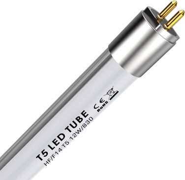 Світлодіодна трубка IHYCTV T5, 549мм, заміна на люмінесцентні лампи, F14T5, 12W, 1550lm, 3000K, 830, теплий білий, цоколь G5, робота з відповідним ЕПРА, 140 градусів, без відблисків