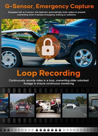 Автомобільна інфрачервона камера нічного бачення abask 4K з широким кутом огляду 310, G-сенсором, циклічним записом, WDR, 24-годин