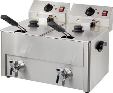 Електрична подвійна фритюрниця GastroHero ECO 1010 літрів зі зливним краном