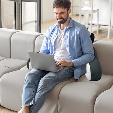 Подушка для читання для ліжка та дивана, велика подушка для спини дорослого розміром 70x50 см, комфортна подушка для читання зі знімним потиличним валиком та підлокітниками, подушка для сидіння для читання, перегляду телевізора, відпочинку, світло-сіра, д