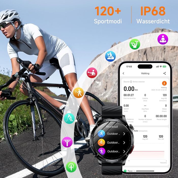 Новий смарт-годинник 2026 року для чоловіків з ЕКГ/ВСР/монітором батареї/ІМТ/сечовою кислотою, 1,43-дюймовий AMOLED-годинник для здоров&39я з 24-годинним зворотним тиском, SpO2, апное, монітором сну, екстреним викликом SOS, фітнес-годинник для Android/iOS