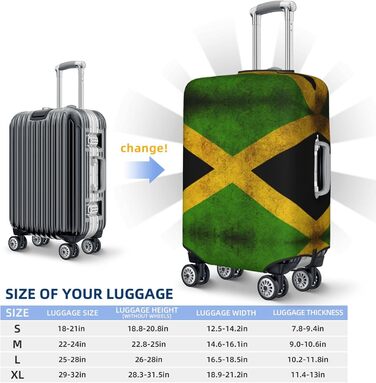 Чохол для валізи з вінтажним прапором Ямайки, міцний захист для багажу, підходить для валіз розміром 45,7 - 81,3 см, розмір XL, Чорний, X-Large