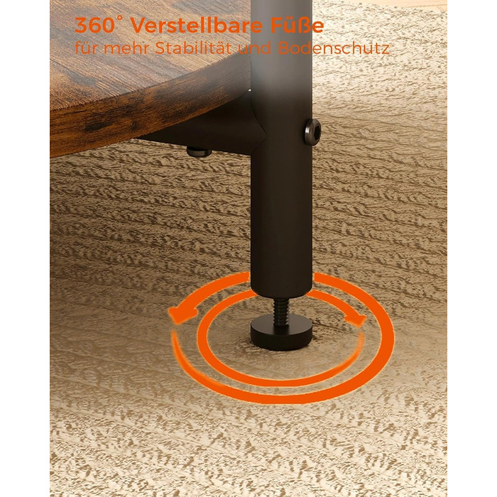 Круглий тумбовий набір з 2 шт. , бічний столик з розеткою, порт USB-C, маленький столик з дерева та металу, журнальний столик для дивана, стіл для вітальні, 2 полиці для спальні (вінтажний коричневий, 2 шт.)