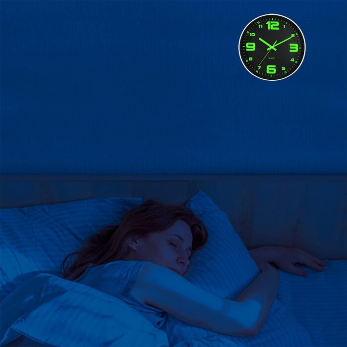 Настінний годинник з підсвічуванням, Безшумний, не цокає, 30 см, Настінний годинник з нічним світлом, Працює від батареї, Сучасний