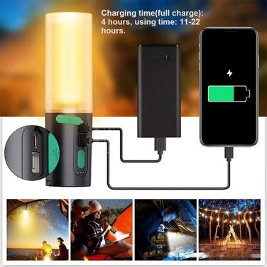 Ліхтар для кемпінгу з підсвічуванням, акумуляторний ліхтарик 4-в-1, 1000 люмен, IPX6