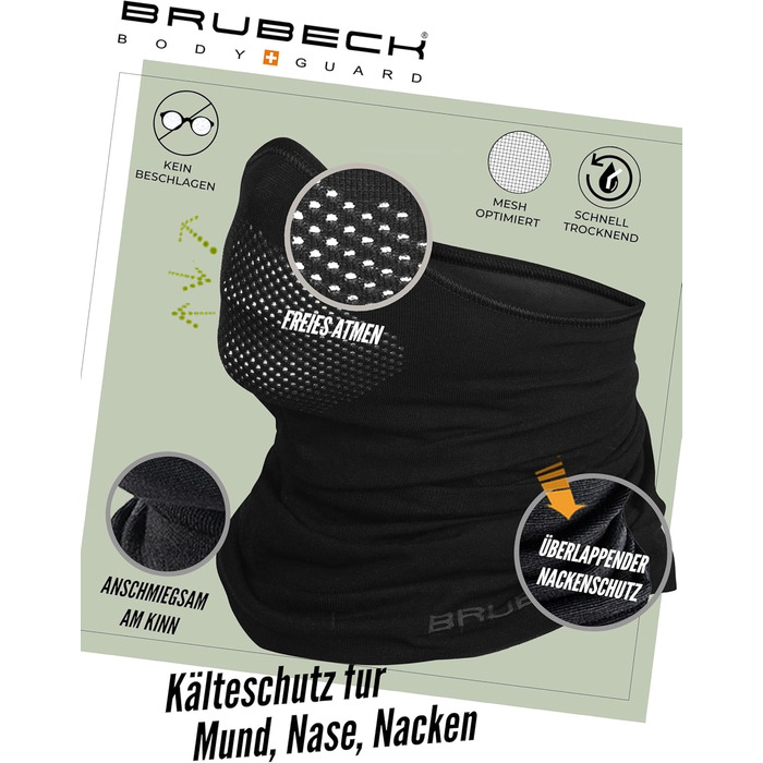 Балаклава BRUBECK X-Pro Half Balaclava Чоловіча Жіноча Клімат-регулюючий Маска для обличчя Балаклава Функціональний одяг Дихаюча KM10430 X-pro Чорна L-XL