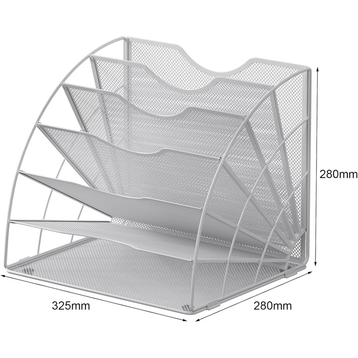 Металевий офісний органайзер EasyPAG з 6 відділеннями у формі віяла A4, тримач для документів, лоток для файлів, тримач для журналів, лоток для листів, органайзер для паперових журналів, білий