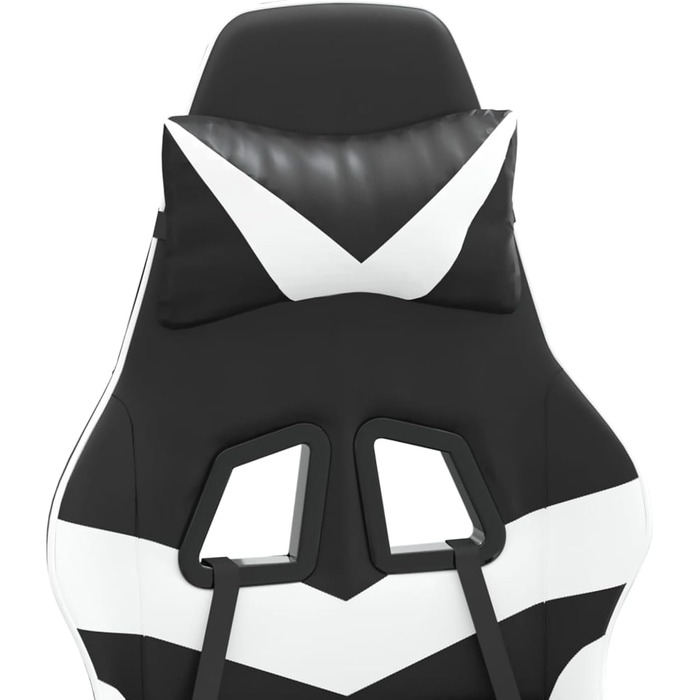 Поворотне ігрове крісло, чорно-біле, штучна шкіра, модель 349548