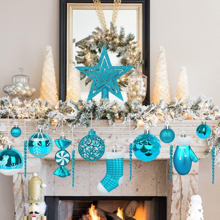 Набір різдвяних прикрас із 135 предметів бірюзові Miaikoe