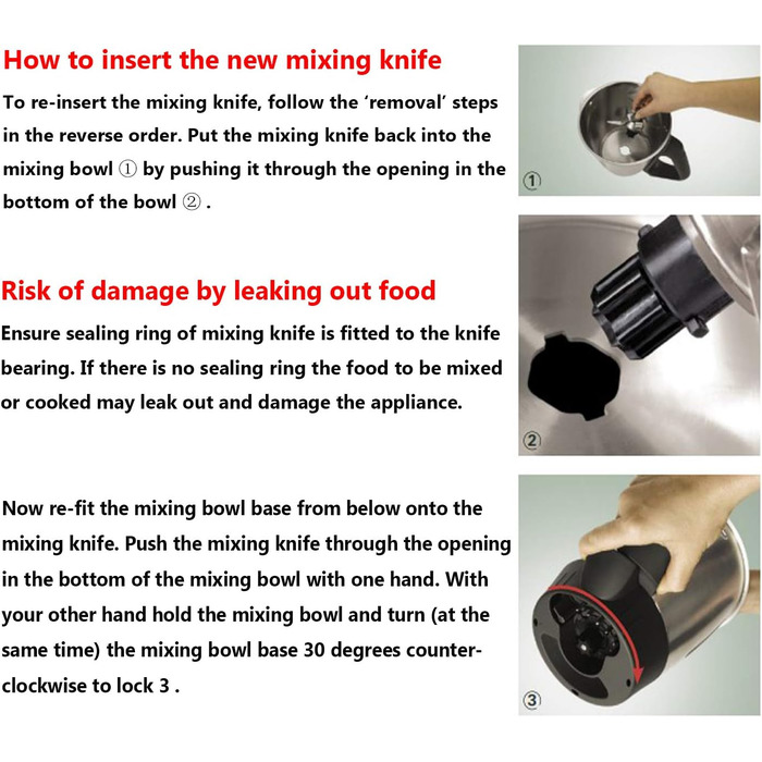 Ніж TM31 сумісний з кухонним комбайном з нержавіючої сталі Vorwerk Thermomix TM31 з ущільнювальним кільцем від Poweka